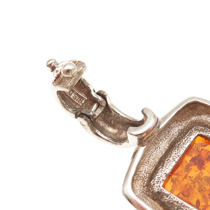 ESPO Joseph Esposito 925 Sterling Silver Vintage Real Amber Charm Pendant