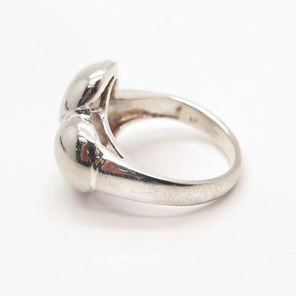 925 Sterling Silver Vintage Ribbed Heart Ring Size 7