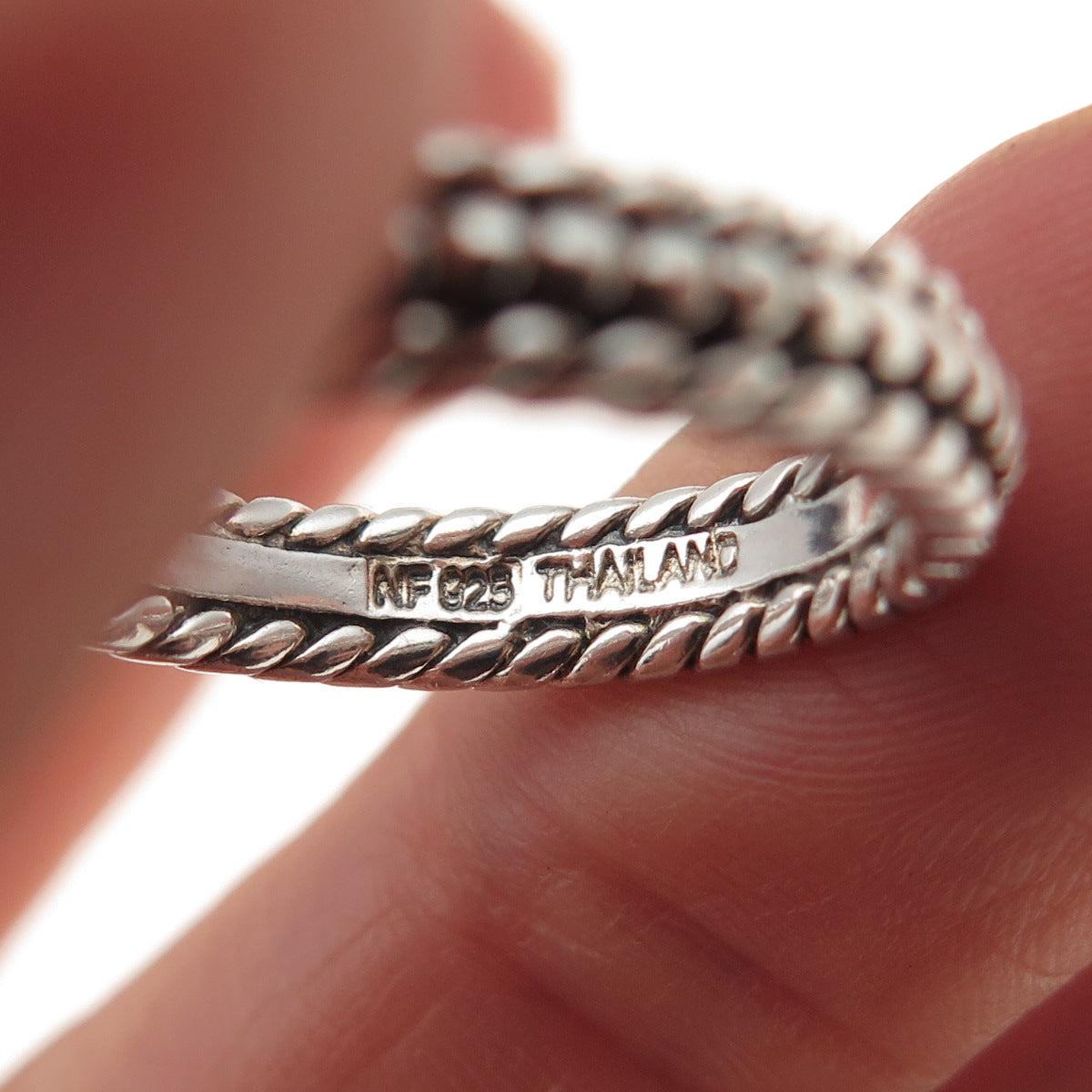 Chapal Zenray 925 Sterling Silver Vintage Dotted Oxidized Band Ring Size 7