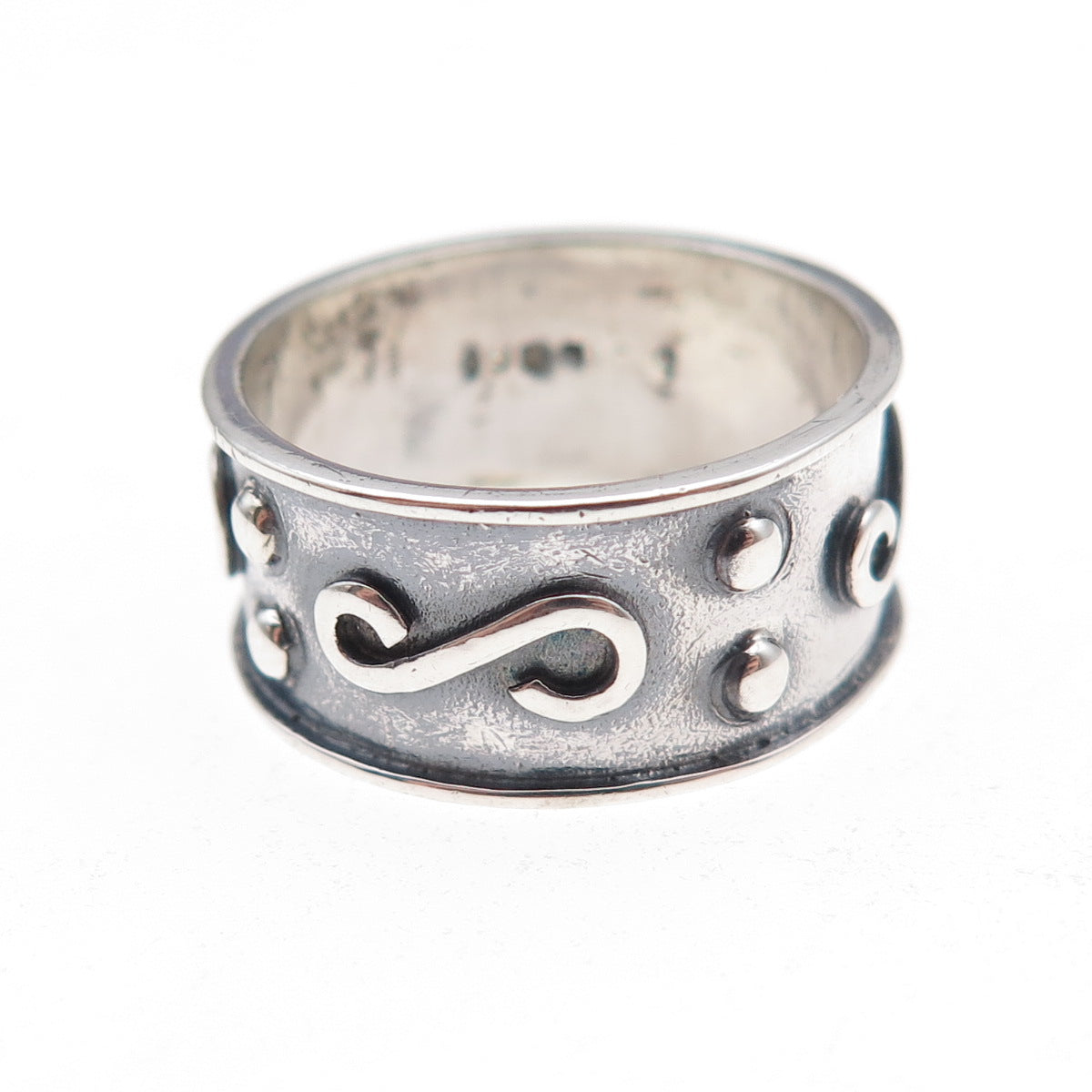 Godfrey Carter 925 Sterling Silver Vintage Swirl Oxidized Band Ring Size 7.75