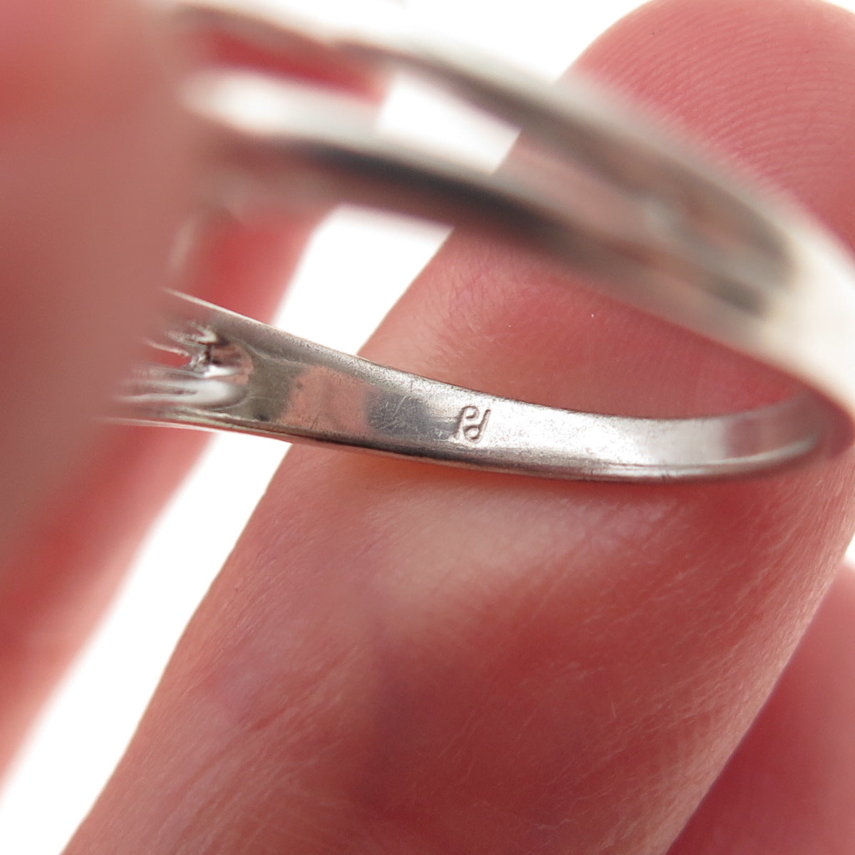 925 Sterling Silver Real Round-Cut Diamond Bypass Ring Size 7.25