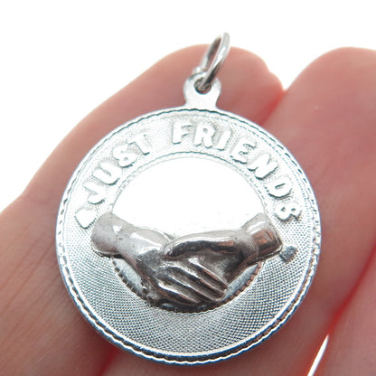 MARC MERCY 925 Sterling Silver Vintage "Just Friends" Handshake Pendant