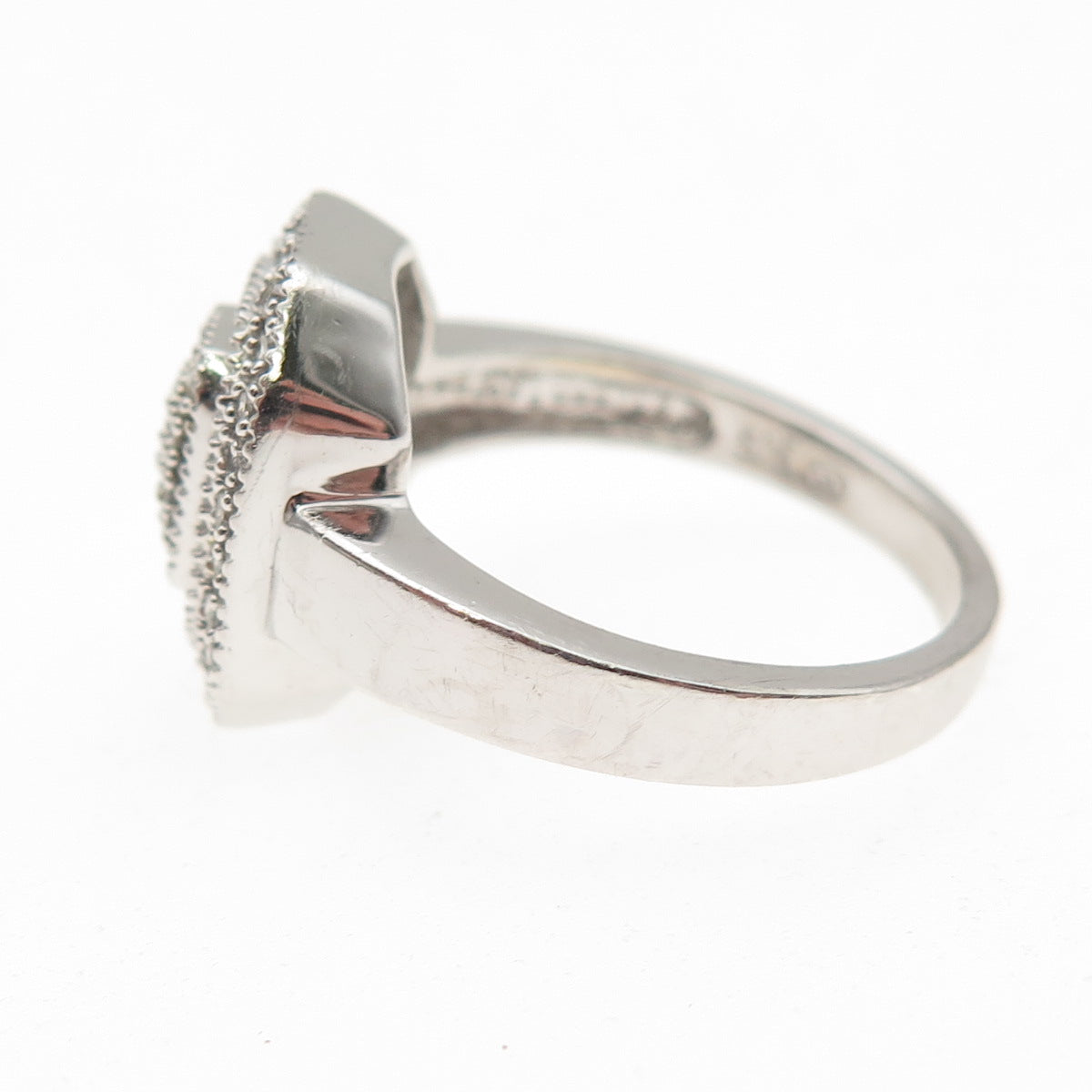 HN Heng Ngai 925 Sterling Silver Real Round-Cut Diamond Ring Size 8