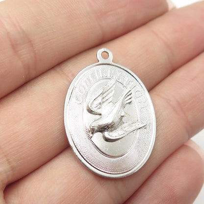 925 Sterling Silver Vintage MEM Martin "Confirmation" Oval Pendant