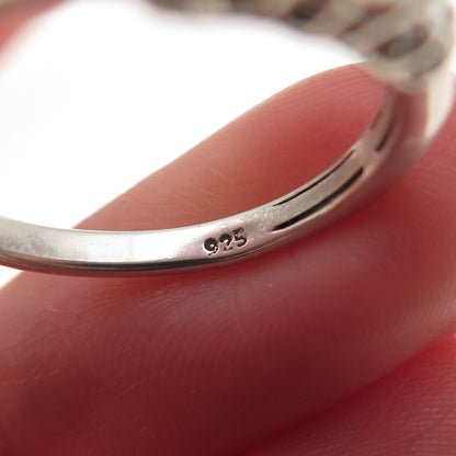 D'Joy 925 Sterling Silver Vintage Real Milky Aquamarine White Topaz Ring Size 7