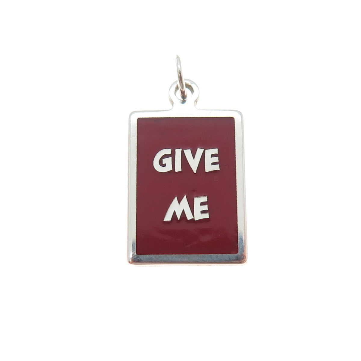 925 Sterling Silver Red Enamel Give Me Minimalist Charm Pendant