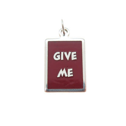 925 Sterling Silver Red Enamel Give Me Minimalist Charm Pendant