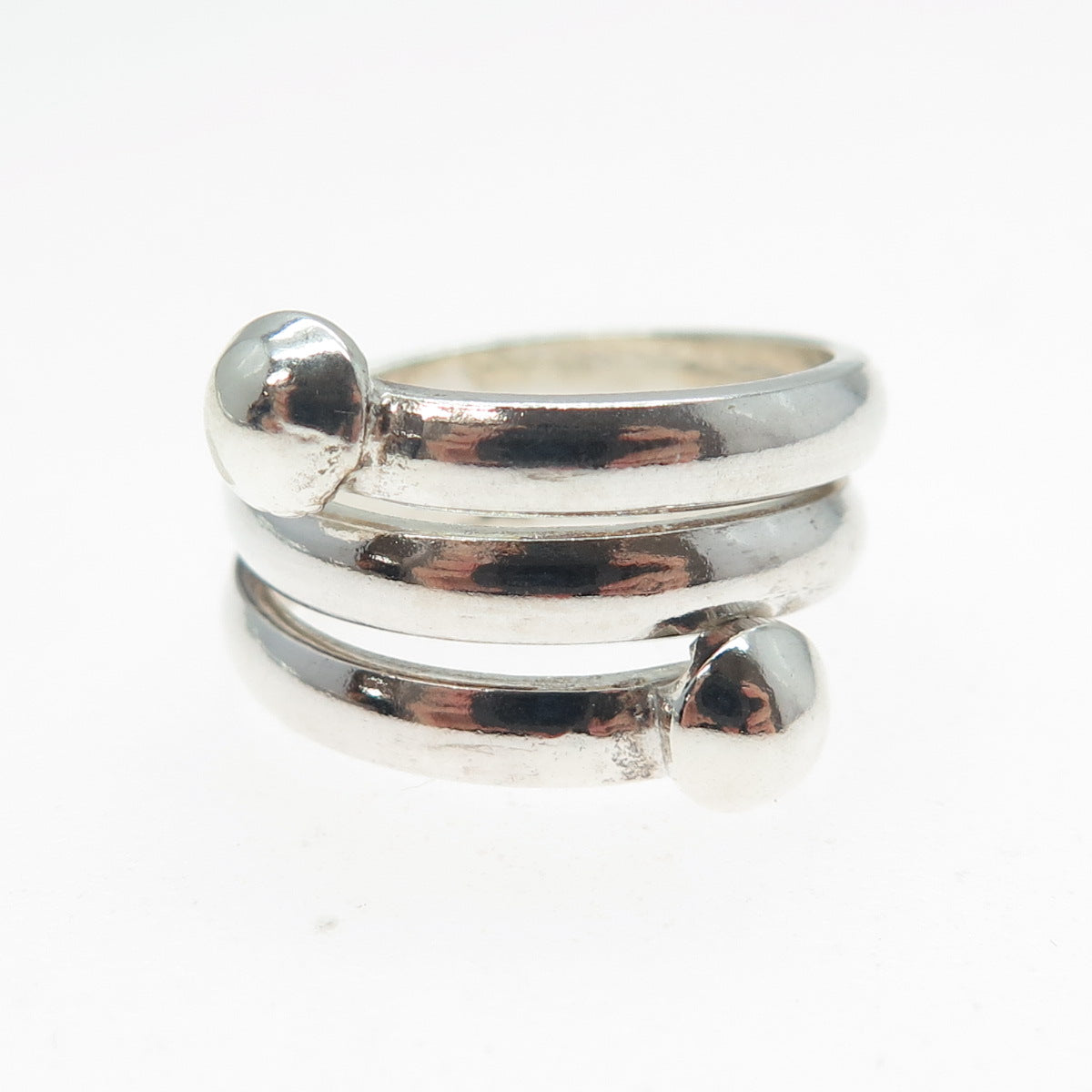 925 Sterling Silver Vintage Modernist Spiral Adjustable Ring Size 5.75