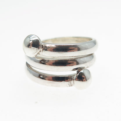 925 Sterling Silver Vintage Modernist Spiral Adjustable Ring Size 5.75