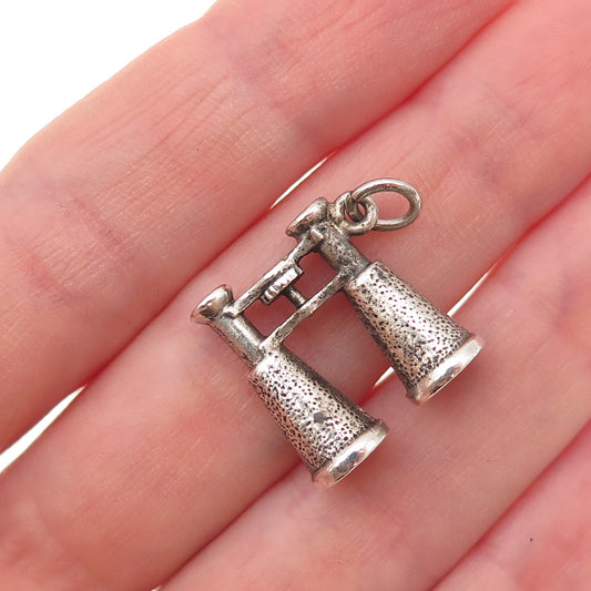 Danecraft Sterling Silver Antique Art Deco Binoculars Oxidized 3D Charm Pendant