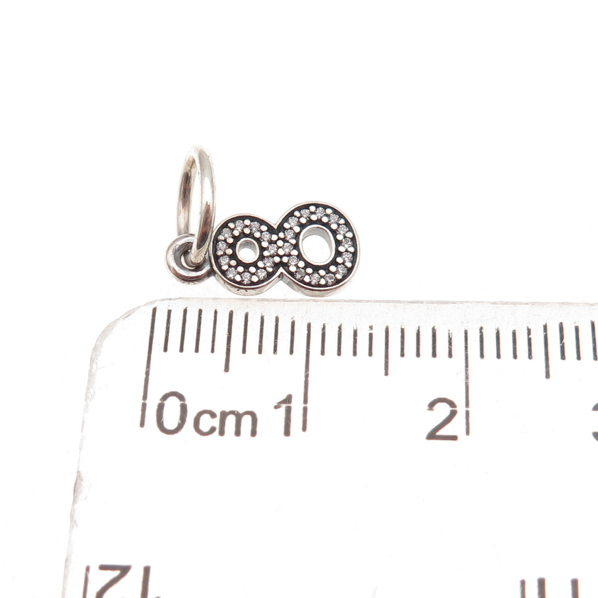 Pandora 925 Sterling Silver C Z Lucky Number 8 Dangle Charm Pendant