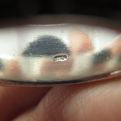 925 Sterling Silver Vintage Modernist Spiral Oxidized Band Ring Size 8.5