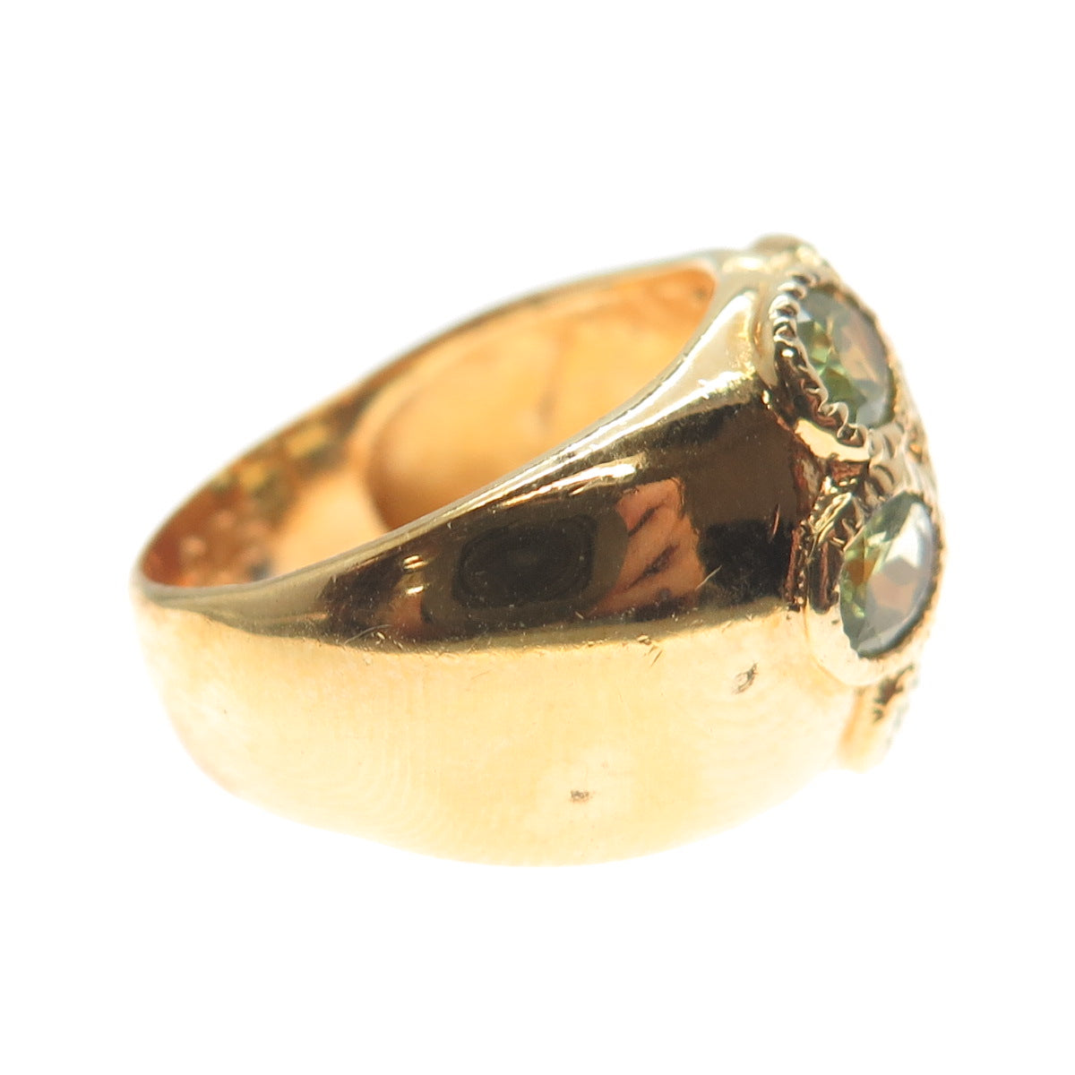 M.R.F. RESOURCES LTD. 925 Sterling Silver Gold Plated Real Peridot Ring Size 5.5