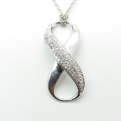925 Sterling Silver Real Round-Cut Diamond Infinity Cable Chain Necklace 18"