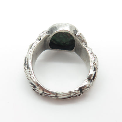 925 Sterling Silver Vintage Green Turquoise Gemstone Naked Womans Ring Size 5.25