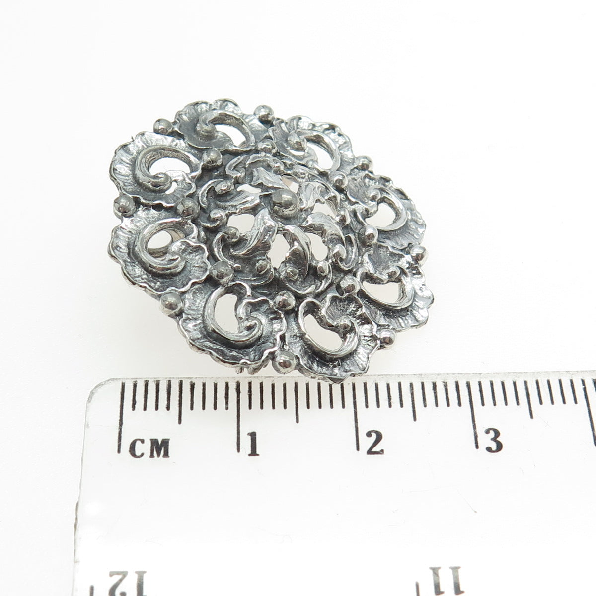 925 Sterling Silver Antique Victorian Ornate Pin Brooch / Pendant