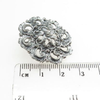 925 Sterling Silver Antique Victorian Ornate Pin Brooch / Pendant