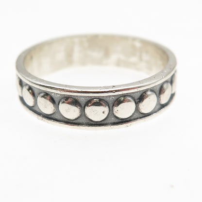925 Sterling Silver Vintage Mexico Dotted Oxidized Band Ring Size 10.25