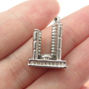 925 Sterling Silver Vintage Toronto City Hall 3D Charm Pendant