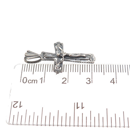925 Sterling Silver Vintage Crucifix Cross Oxidized Charm Pendant