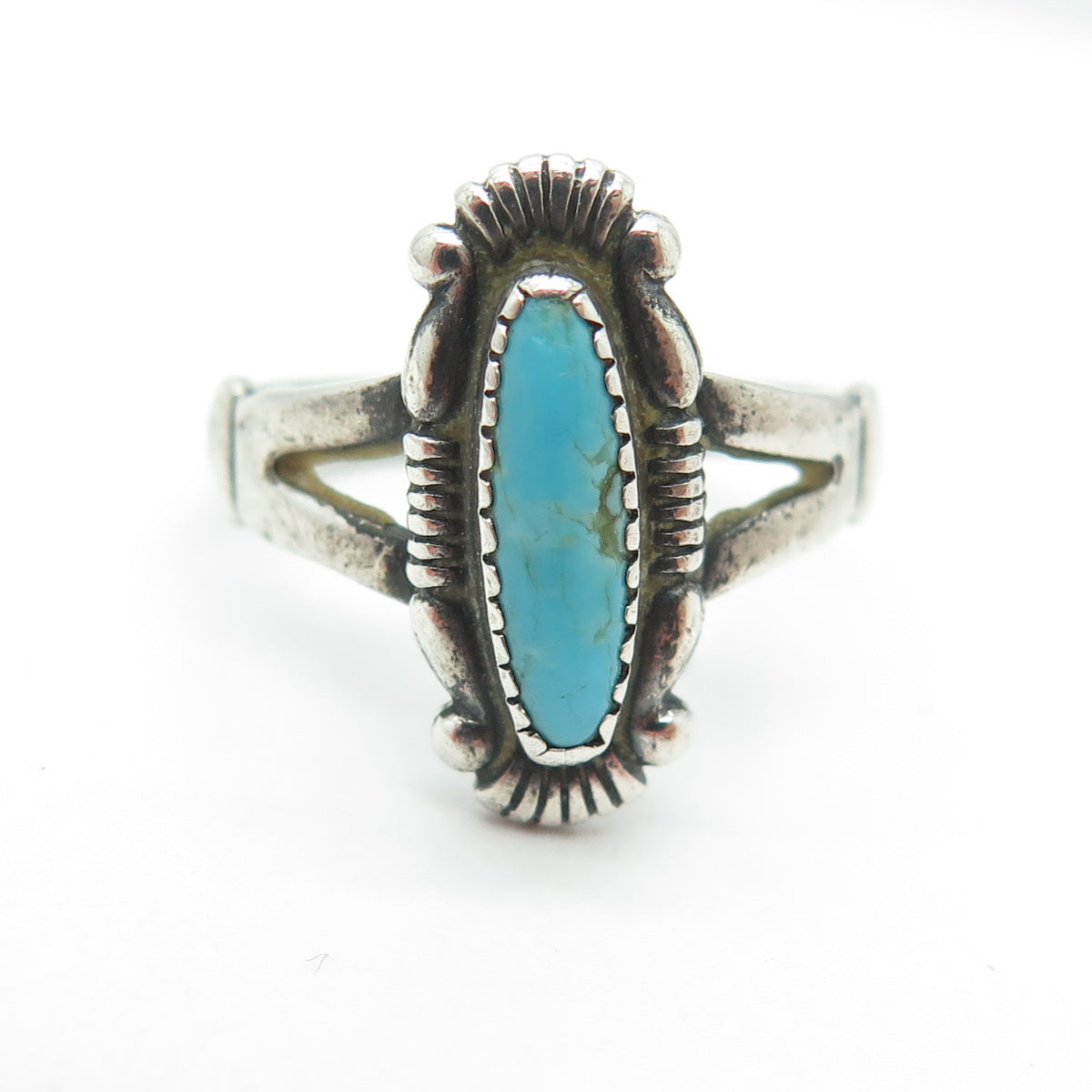 BELL TRADING POST Old Pawn 925 Sterling Silver Vintage Turquoise Ring Size 6.75