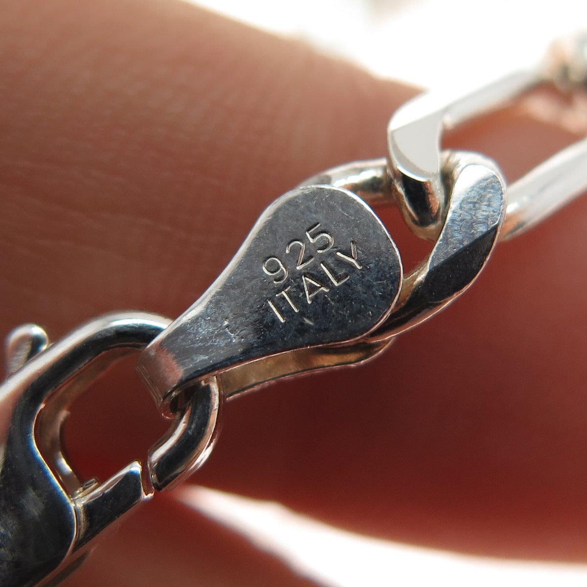 925 Sterling Silver Vintage Italy Figaro Chain Necklace 24"