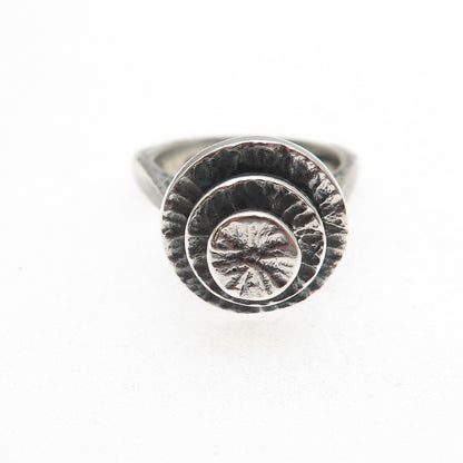 925 Sterling Silver Vintage Modernist Oxidized Ring Size 6.75