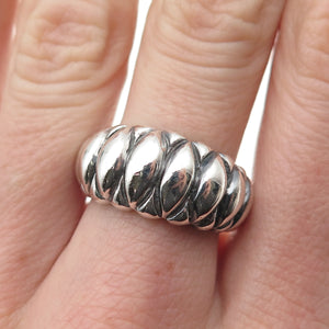 925 Sterling Silver Vintage Modernist Marquise-Shape Oxidized Ring Size 7