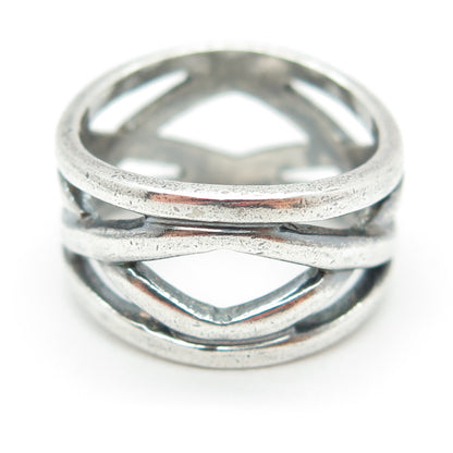 925 Sterling Silver Vintage Crisscross Oxidized Ring Size 9