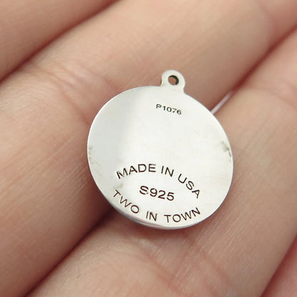 925 Sterling Silver USA Two In Town Nestling Bird Charm Pendant