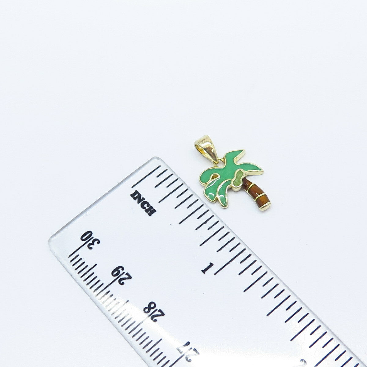 925 Sterling Silver Gold Plated Enamel Palm Tree Pendant