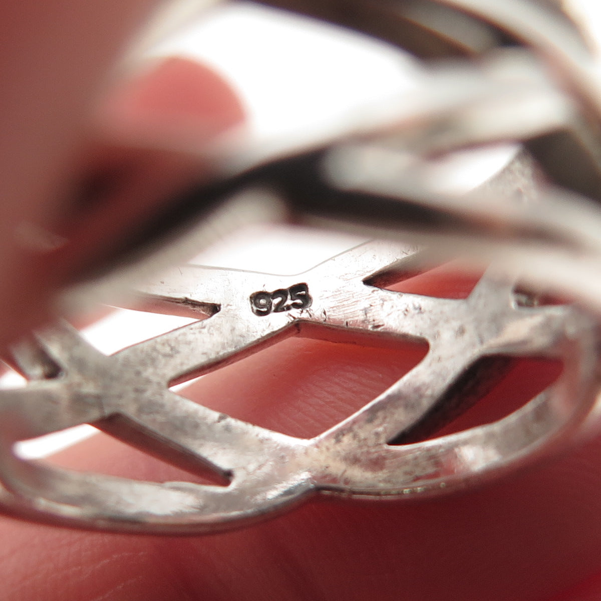 925 Sterling Silver Vintage Crisscross Ring Size 9.25