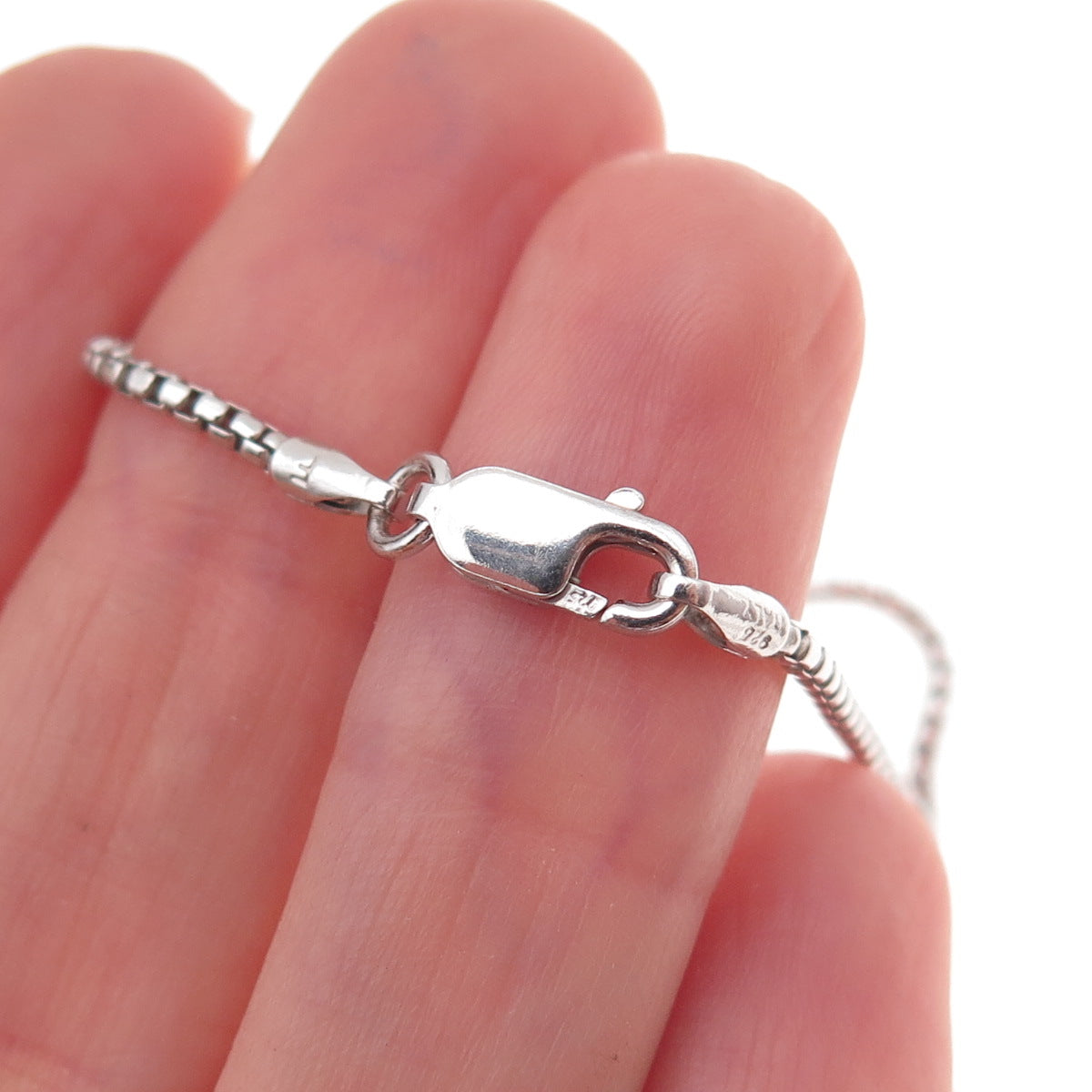 925 Sterling Silver Italy Round Box Chain Necklace 18"