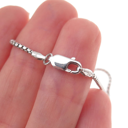 925 Sterling Silver Italy Round Box Chain Necklace 18"