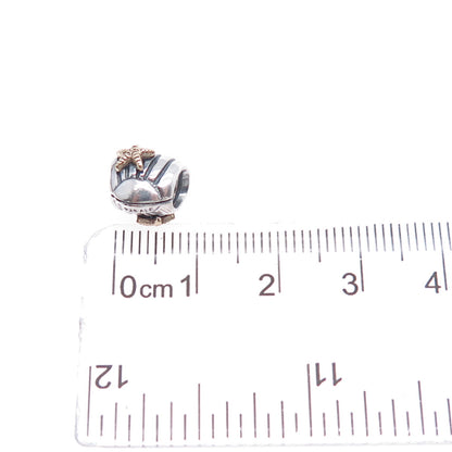 PANDORA 925 Sterling Silver & Gold Starfish Seashell Slide Bead Charm