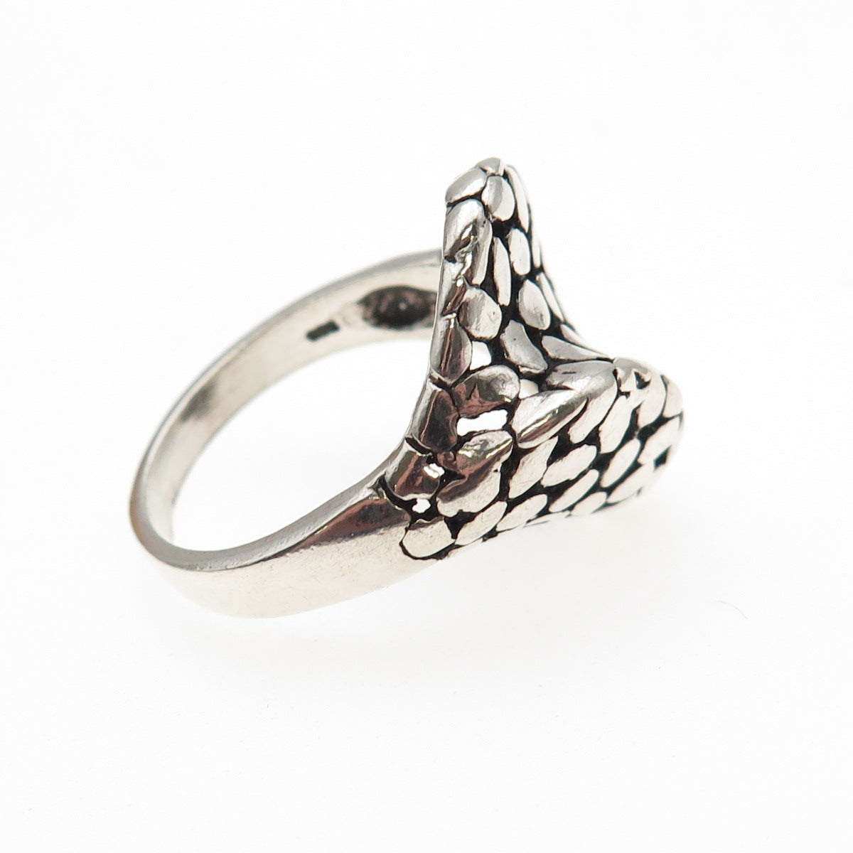 925 Sterling Silver Vintage Modernist Oxidized Ring Size 8.75