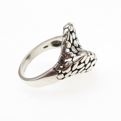 925 Sterling Silver Vintage Modernist Oxidized Ring Size 8.75
