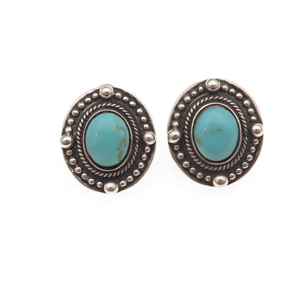 Bernice Goodspeed 925 Sterling Silver Vintage Mexico Real Turquoise Earrings