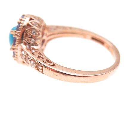 Chuck Clemency 925 Sterling Gold Plated Turquoise Tanzanite Topaz Ring Size 8.25