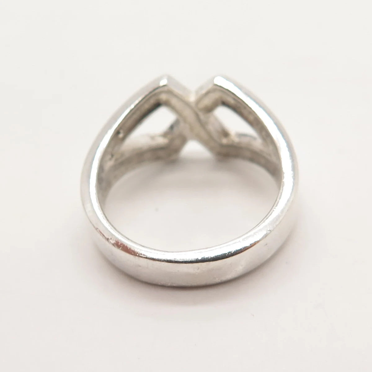 925 Sterling Silver Vintage Crossover Ring Size 6.25