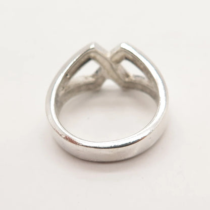 925 Sterling Silver Vintage Crossover Ring Size 6.25