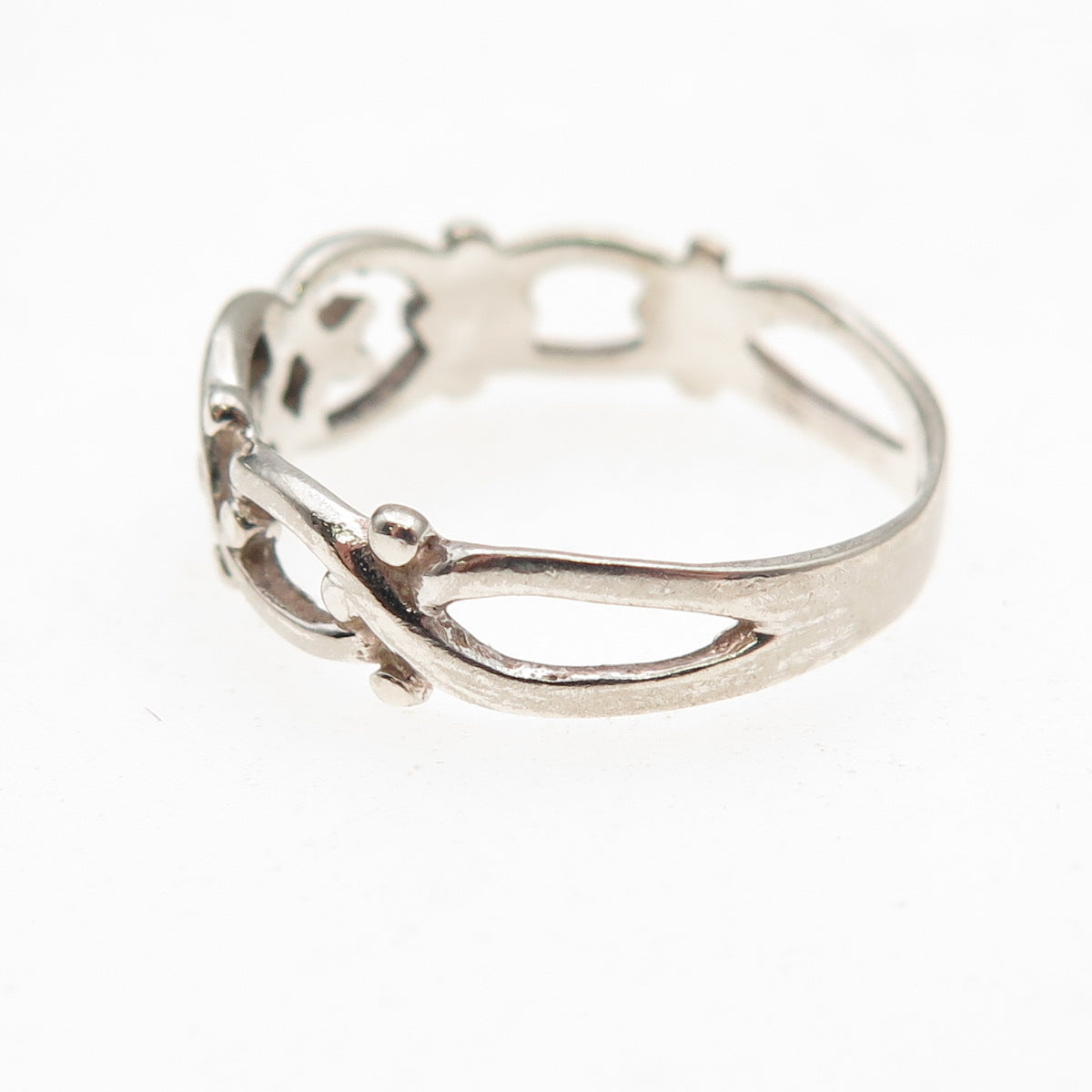 Charles Winston 925 Sterling Silver Vintage Heart Oxidized Ring Size 7.5