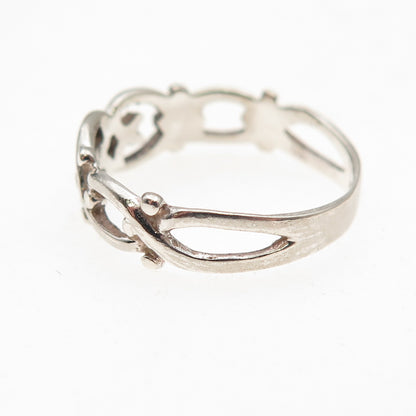 Charles Winston 925 Sterling Silver Vintage Heart Oxidized Ring Size 7.5