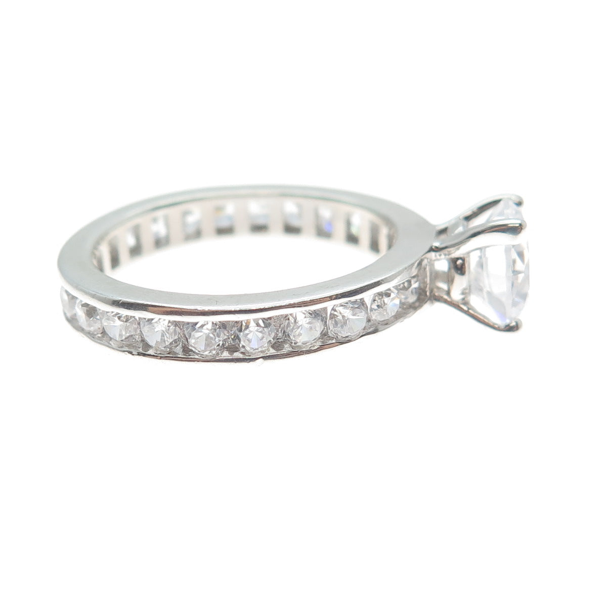 925 Sterling Silver Round-Cut C Z Engagement Ring Size 6.5