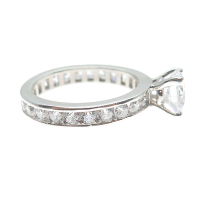 925 Sterling Silver Round-Cut C Z Engagement Ring Size 6.5