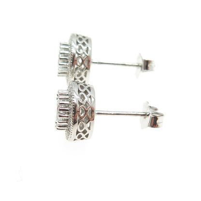 925 Sterling Silver Round-Cut C Z Sparkle Stud Earrings