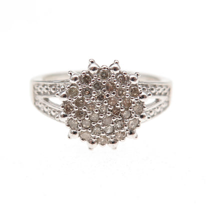 925 Sterling Silver Real Round-Cut Diamond Ring Size 6.25