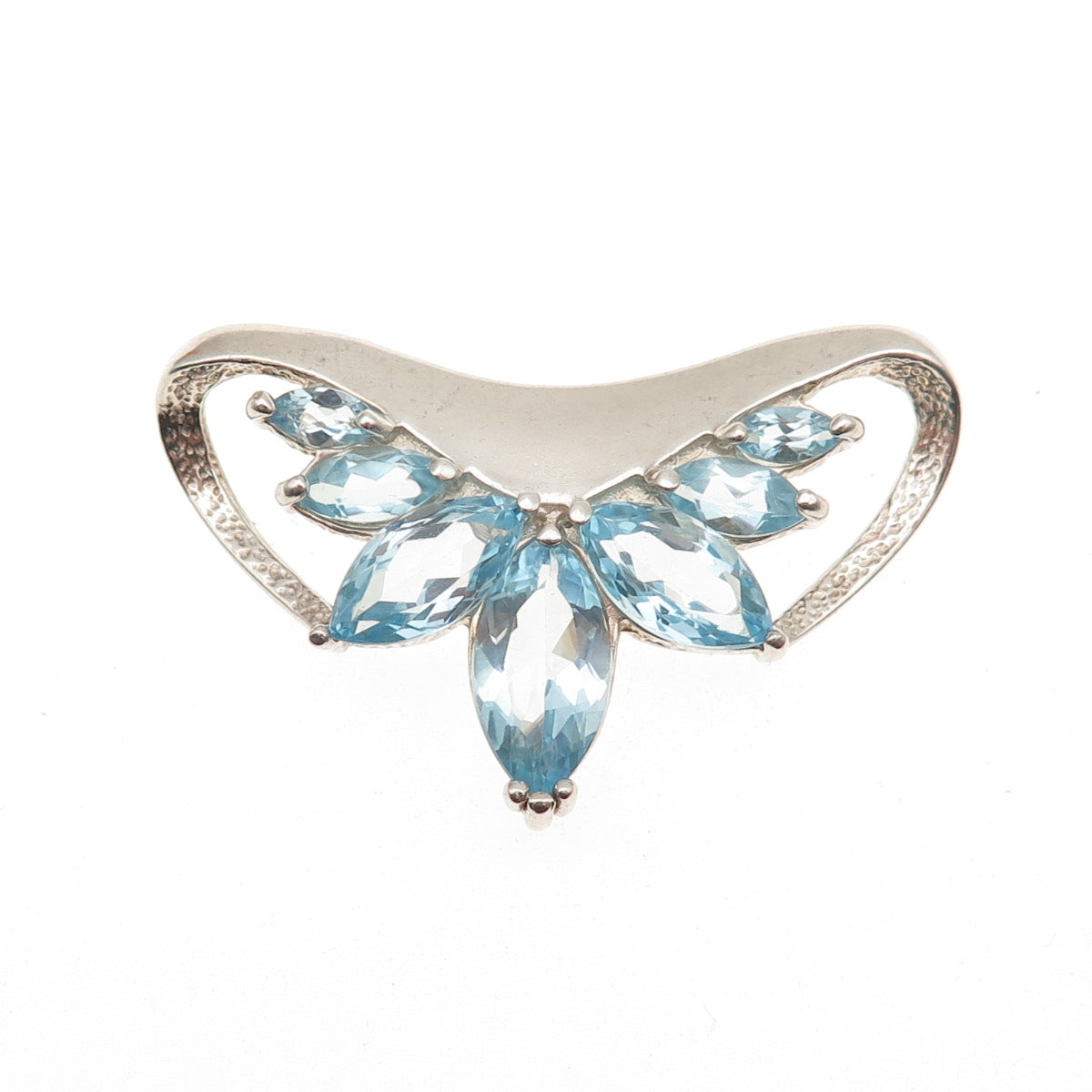 CHATEAU D'ARGENT Sterling Silver Vintage Real Blue Topaz Modernist Slide Pendant