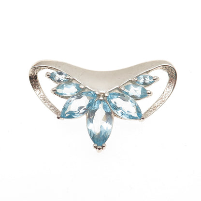 CHATEAU D'ARGENT Sterling Silver Vintage Real Blue Topaz Modernist Slide Pendant