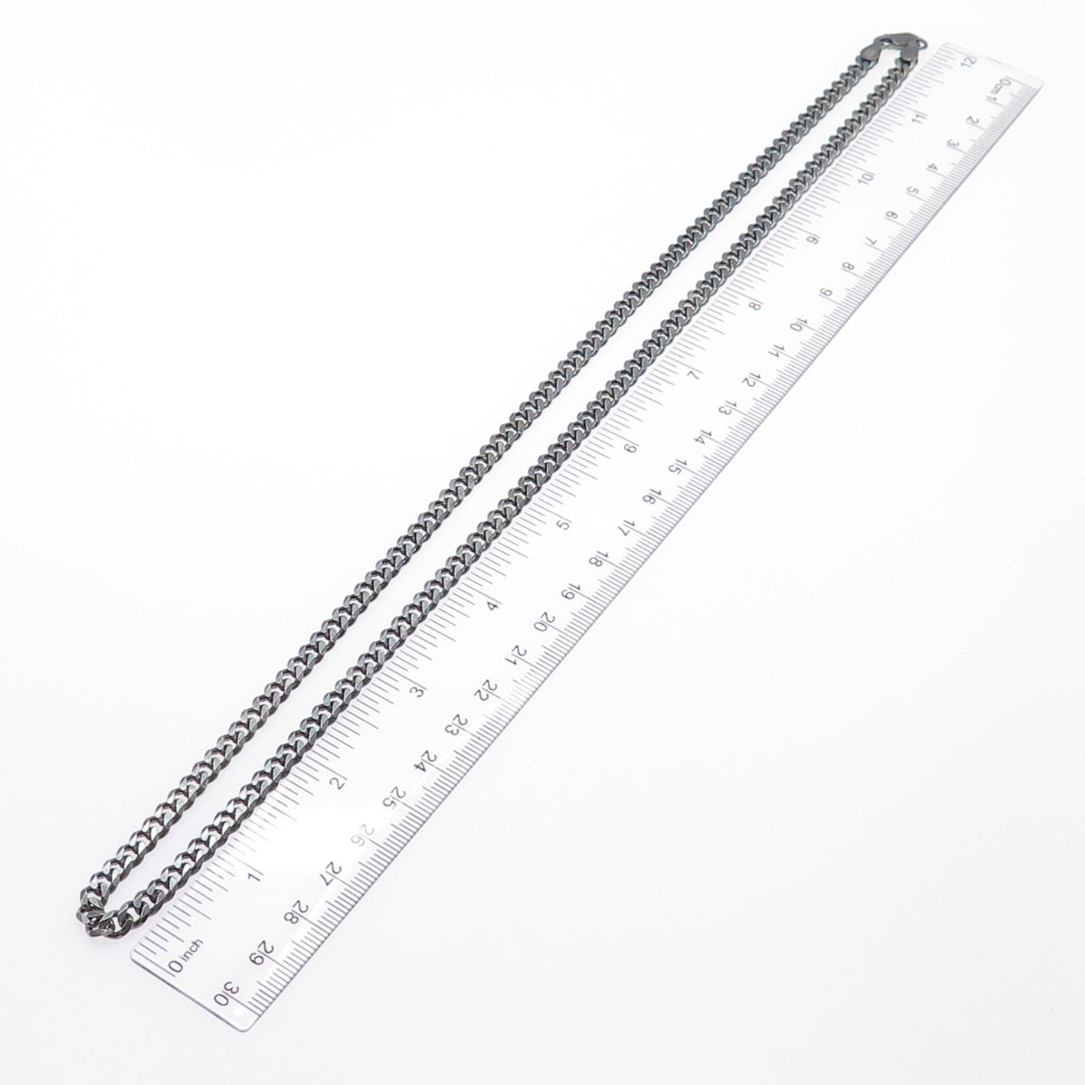 925 Sterling Silver Vintage Italy Oxidized Cuban Chain Necklace 24"